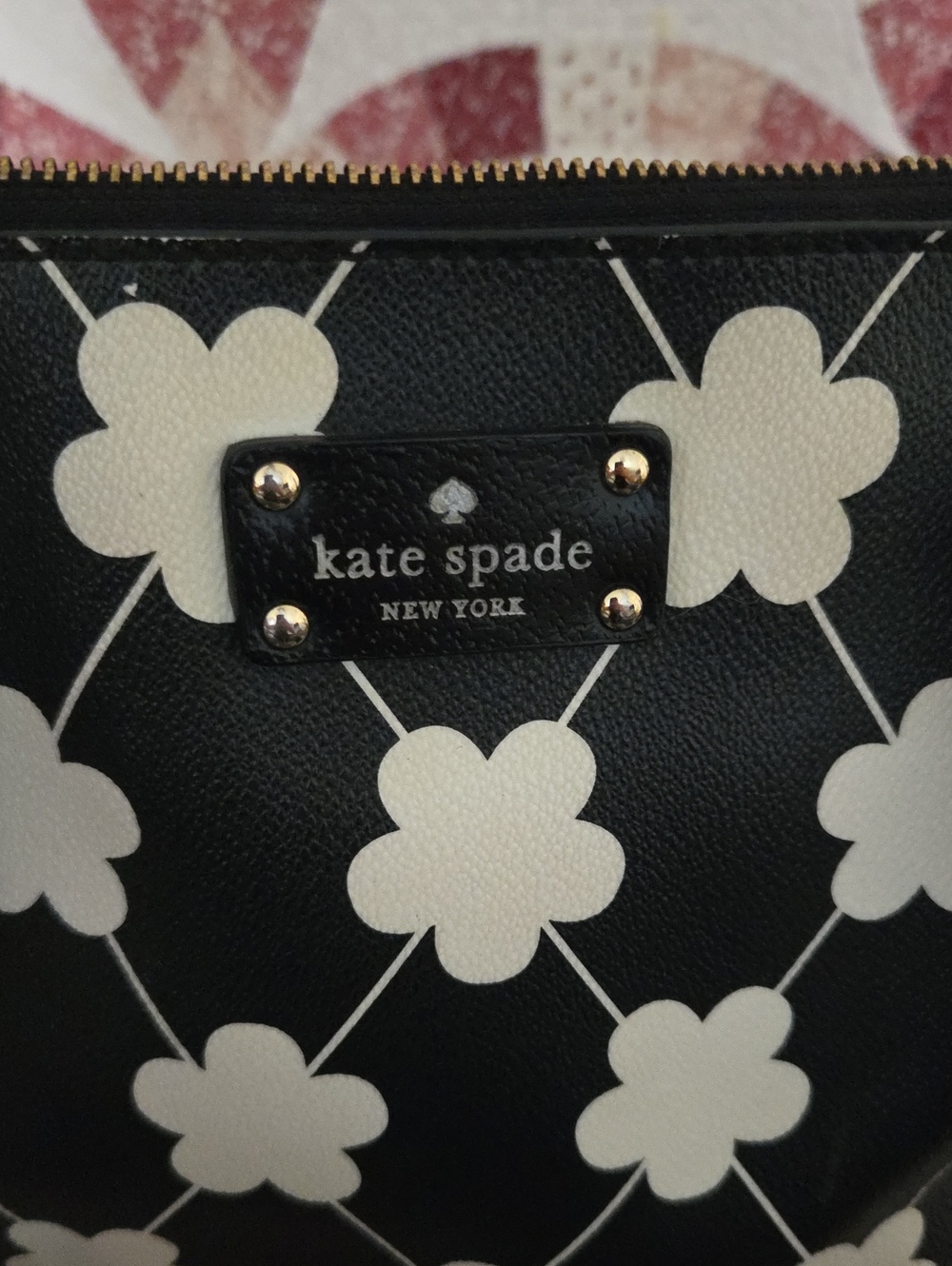 kate spade Larfe Black and Cream Floral Dome Shoulder Bag with Gold Hardware - Picture 11 of 11